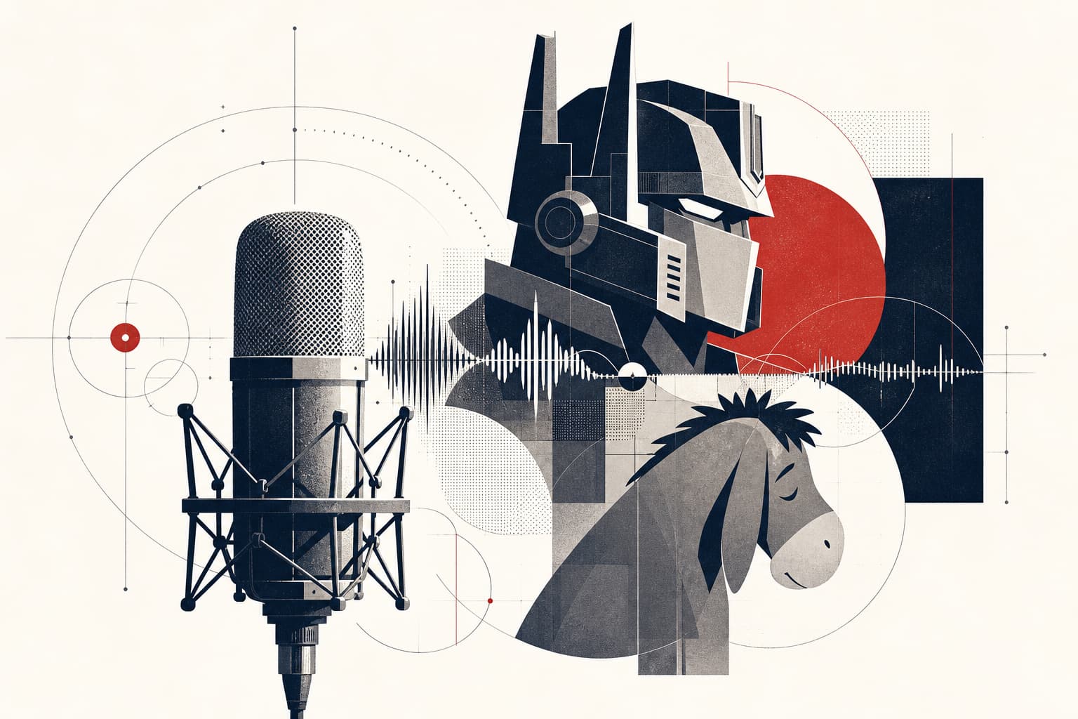Stilisierte KI-generierte redaktionelle Illustration zum Artikel „Peter Cullen, die Stimme von Optimus Prime und Eeyore, ist tot“.