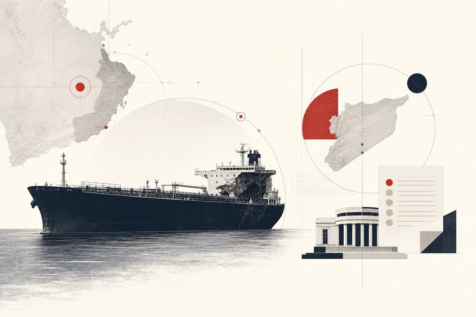 Eine sachliche maritime Szene mit einem beschädigten, manövrierunfähigen Öltanker vor der Küste Omans; der Schaden am Maschinenbereich kann zurückhaltend angedeutet werden, ohne Explosion oder sichtbare Opfer zu erfinden.